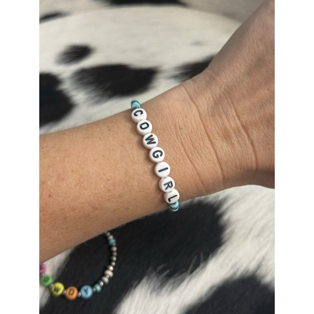 Native American Sterling Cowgirl 3mm 4mm Navajo Pearl Turquoise Stretch Bracelet - Picture 1 of 11